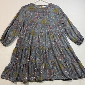 Paani Elegant Floral Mini Dress in Blue and Green